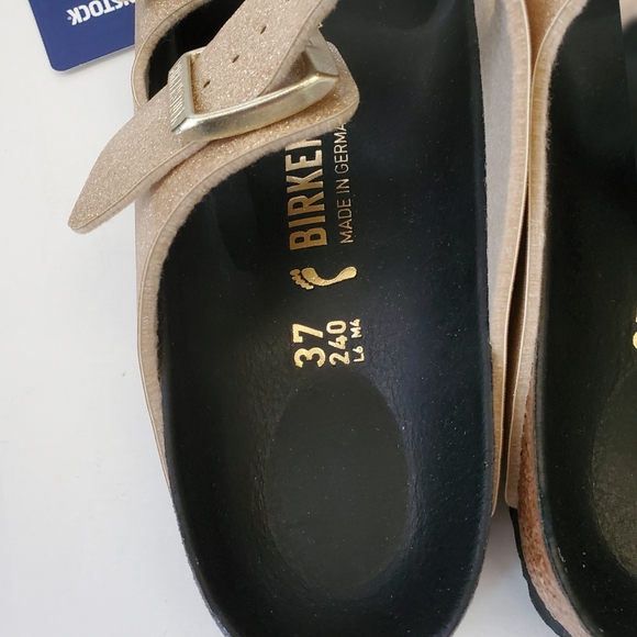 New Birkenstock Arizona Glitter Gold Sandals - Picture 5 of 8